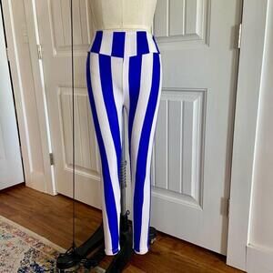 Blue White Stripe Leggings NWOT